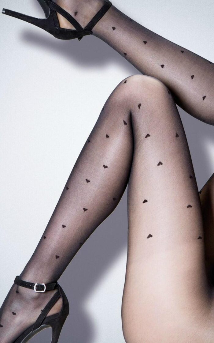 Pour Moi Love Luxe 15 Denier Heart Tights - Black - S - 10