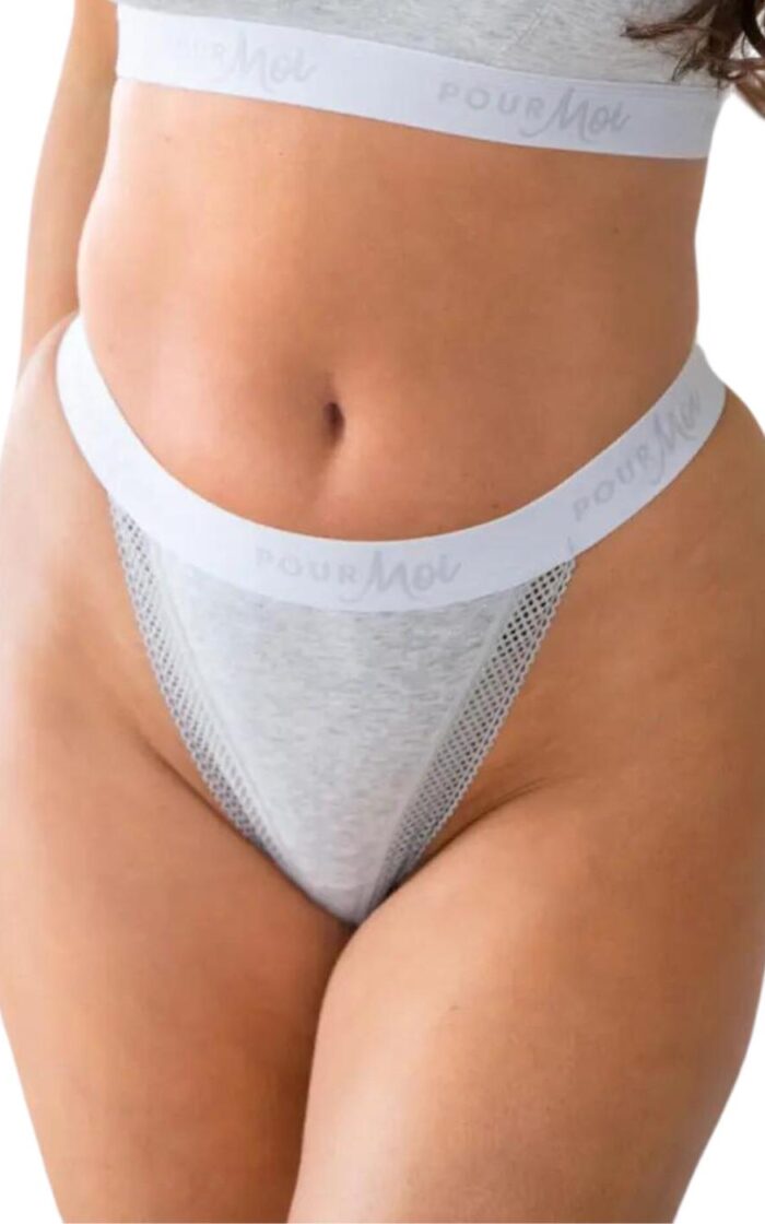 Pour Moi Love To Lounge Thong - Grey Marl - S - 10