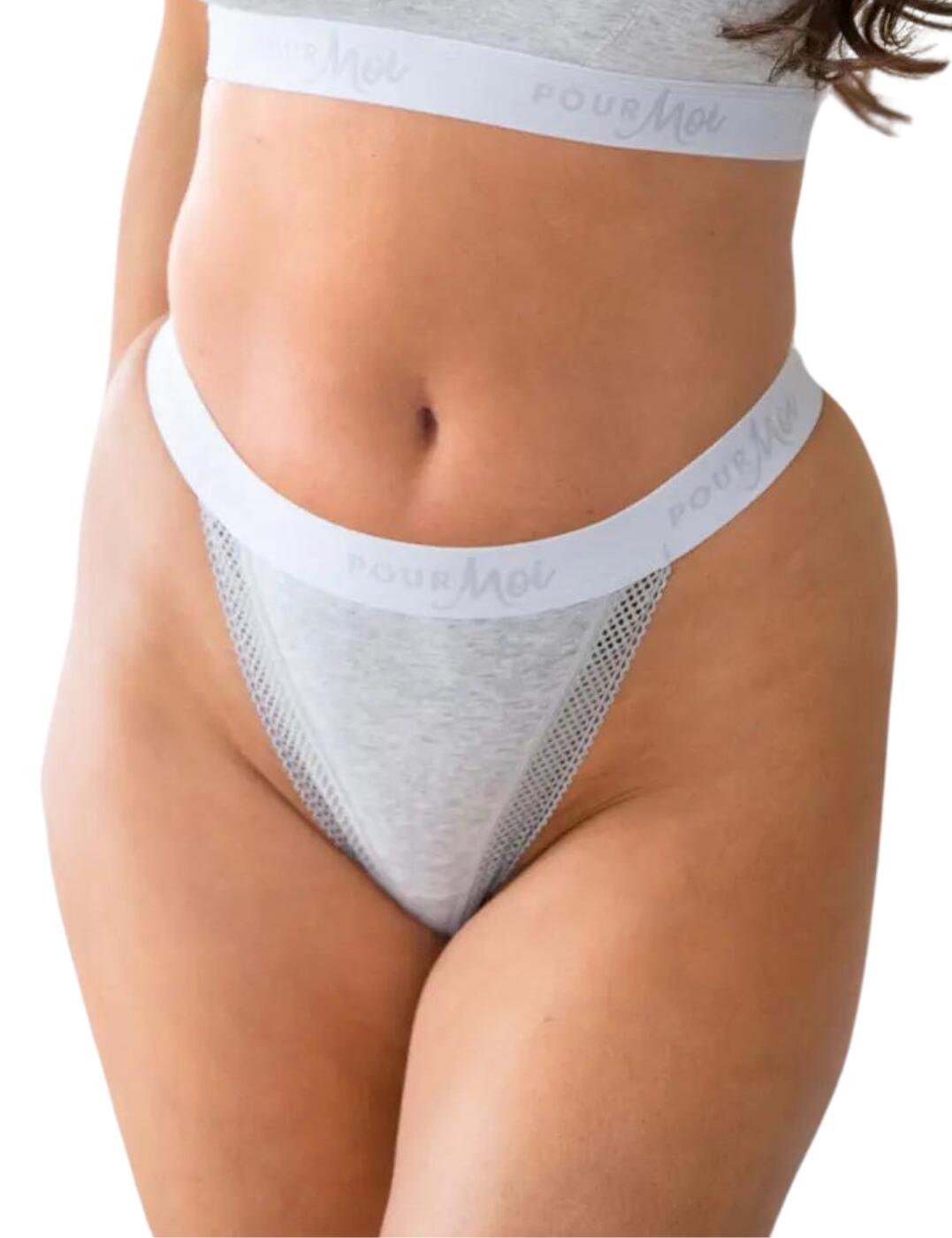 Pour Moi Love To Lounge Thong - Grey Marl - S - 10