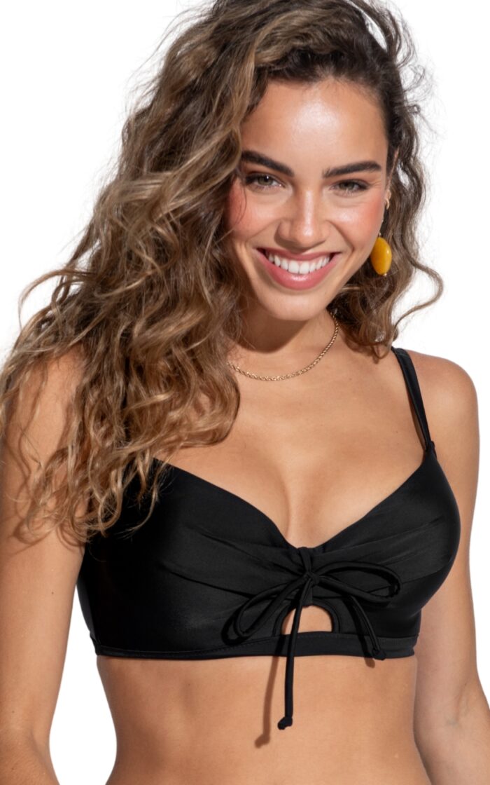 Pour Moi Maya Bay Padded Tie Bikini Top - Black - 32C