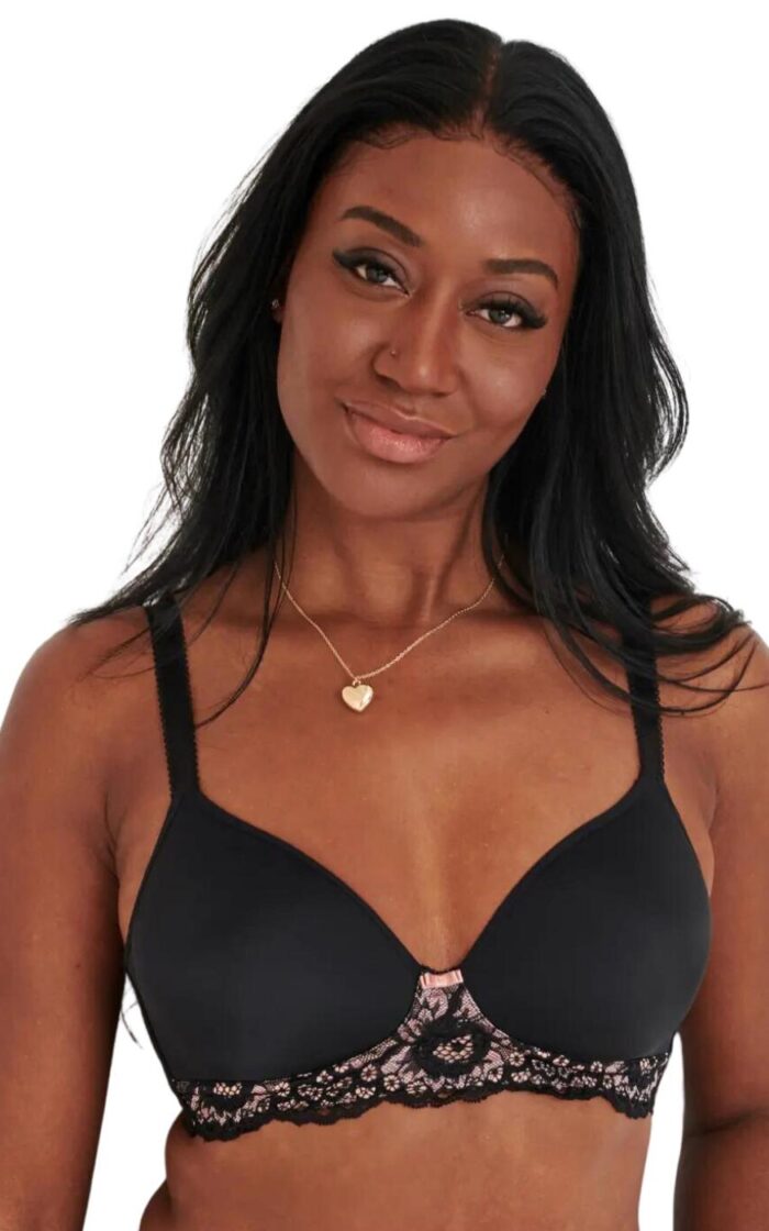 Pour Moi Opulence T Shirt Non Wired Bra - Black/Pink - 40D