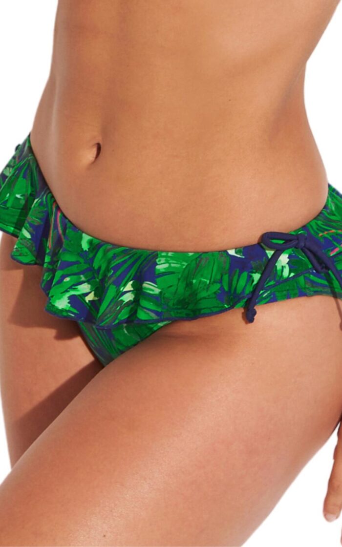 Pour Moi Pacific Beach Frill Bikini Brief - Navy Fern - XS - 8