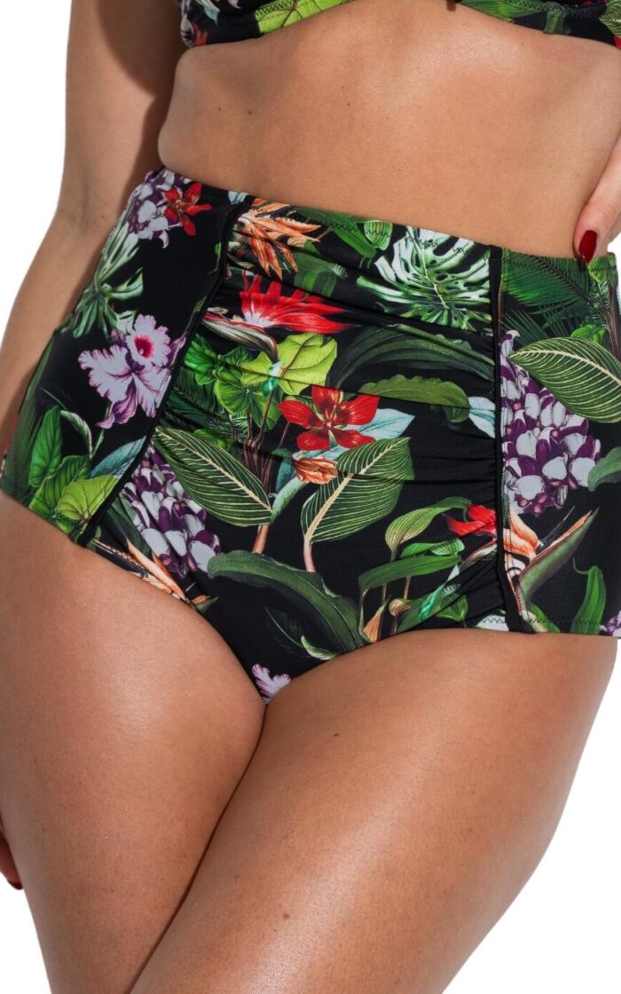 Pour Moi Palermo Tummy Control Bikini Brief - Black Tropical - S - 10