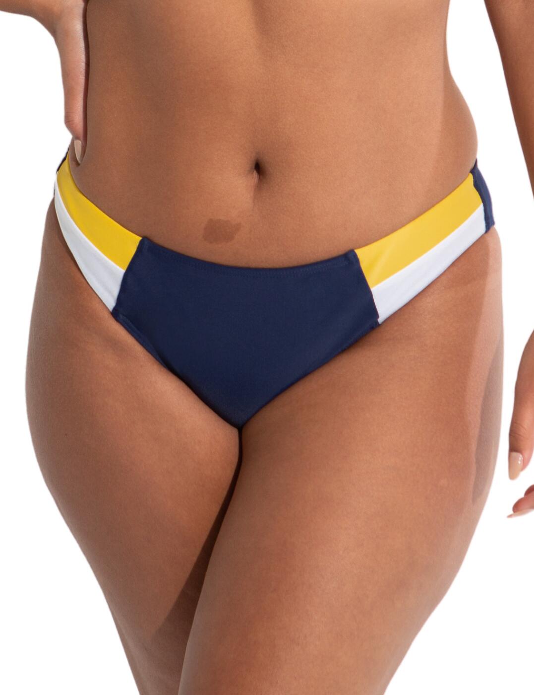 Pour Moi Palm Springs Colour Block Tab Bikini Brief - Yellow/Navy/White - XL - 16