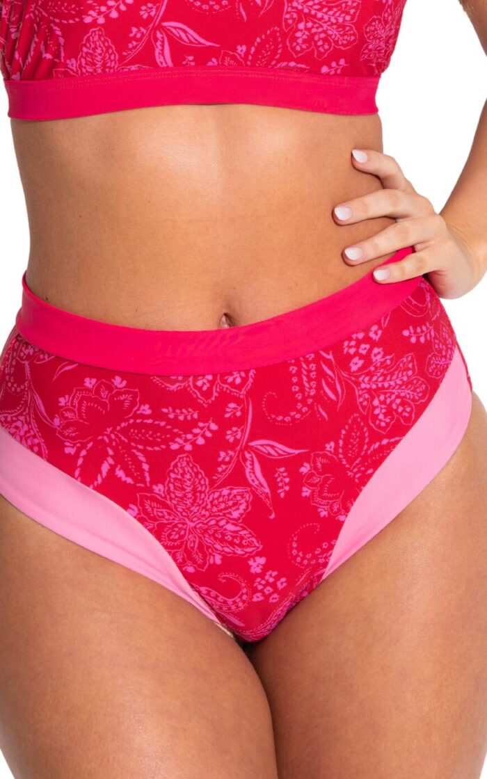 Pour Moi Palm Springs Tummy Control Bikini Brief - Red/Pink - XS - 8
