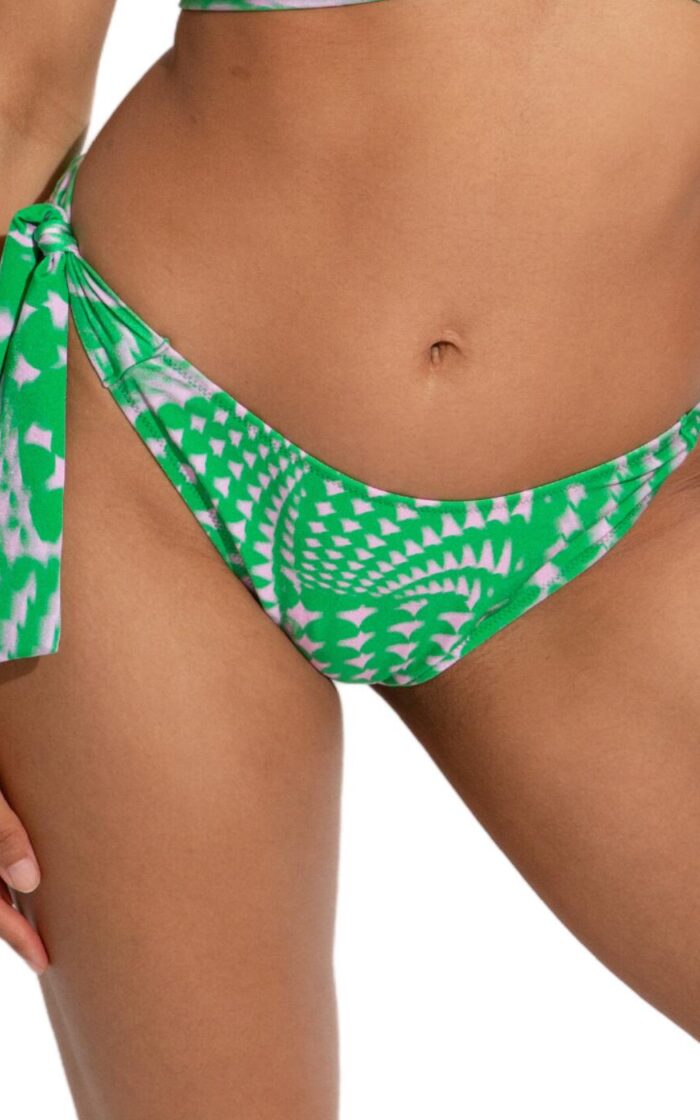 Pour Moi Portofino Tie Side Bikini Brief - Green/Pink - XS - 8
