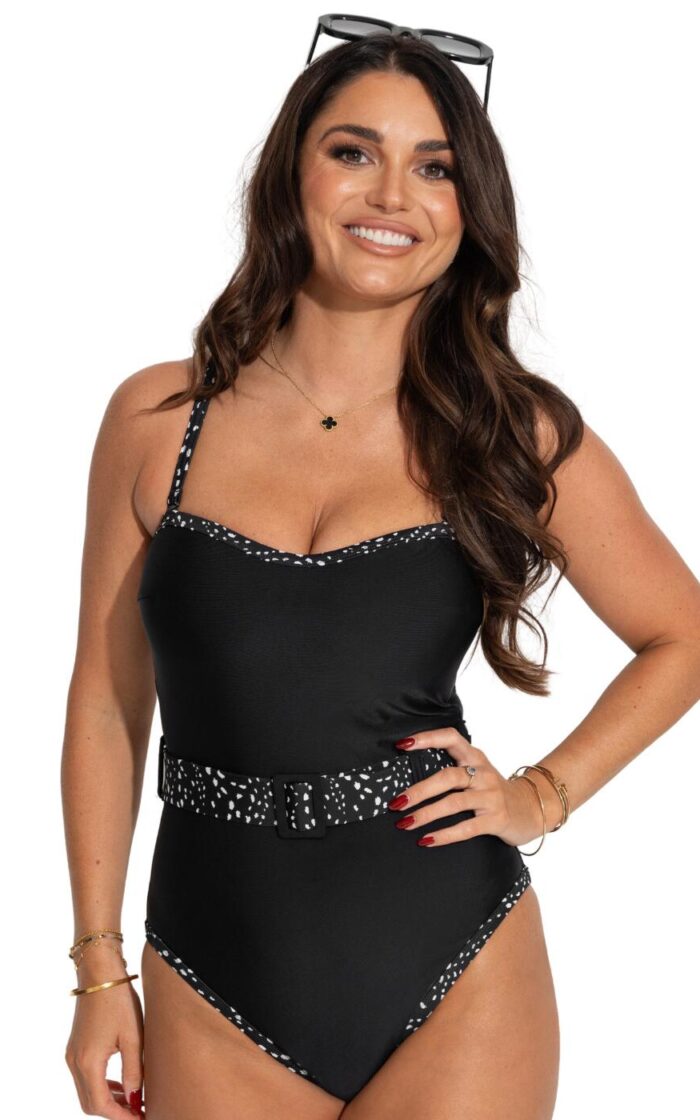 Pour Moi Rhodes Removable Straps Tummy Control Swimsuit - Black/White - S - 10
