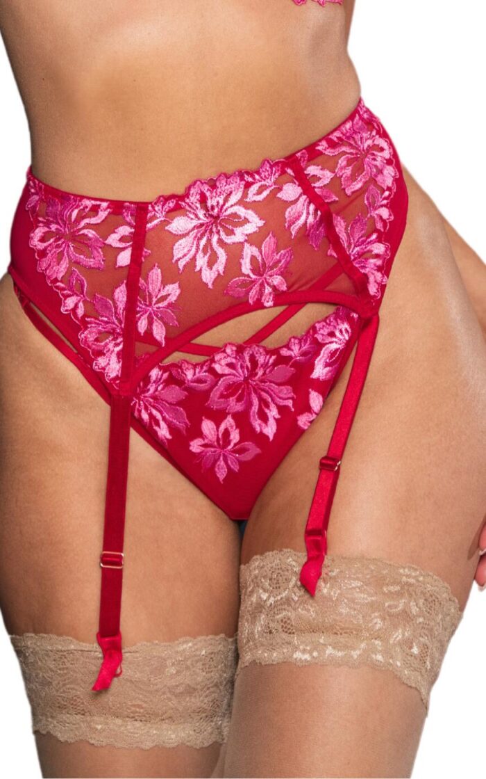 Pour Moi Roxie Suspender - Red/Pink - S - 10