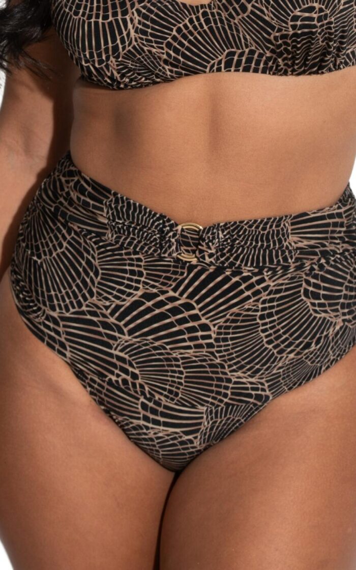 Pour Moi Samoa High Waist Control Bikini Brief - Black/Gold - S - 10