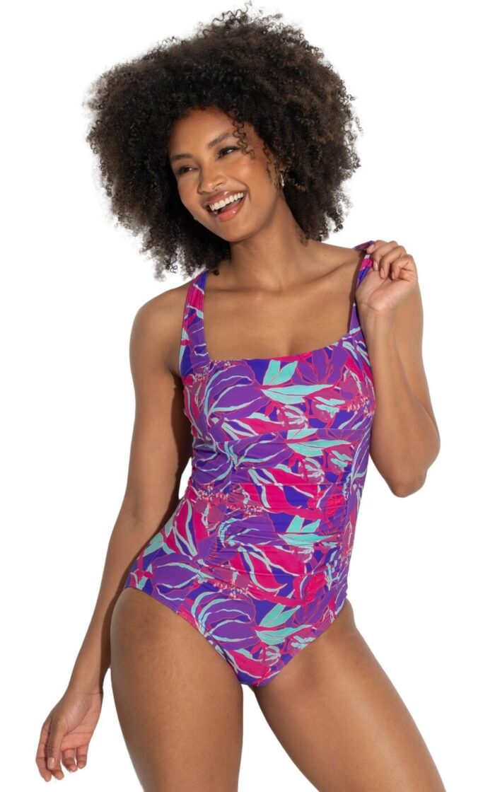 Pour Moi Santa Barbara Ruched Tummy Control Swimsuit - Aquaburst - S - 10
