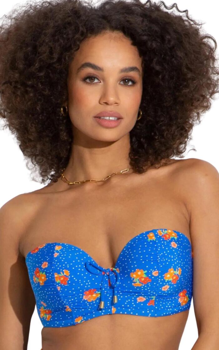 Pour Moi Santa Cruz Padded Bikini Top - Blue Floral - 32E