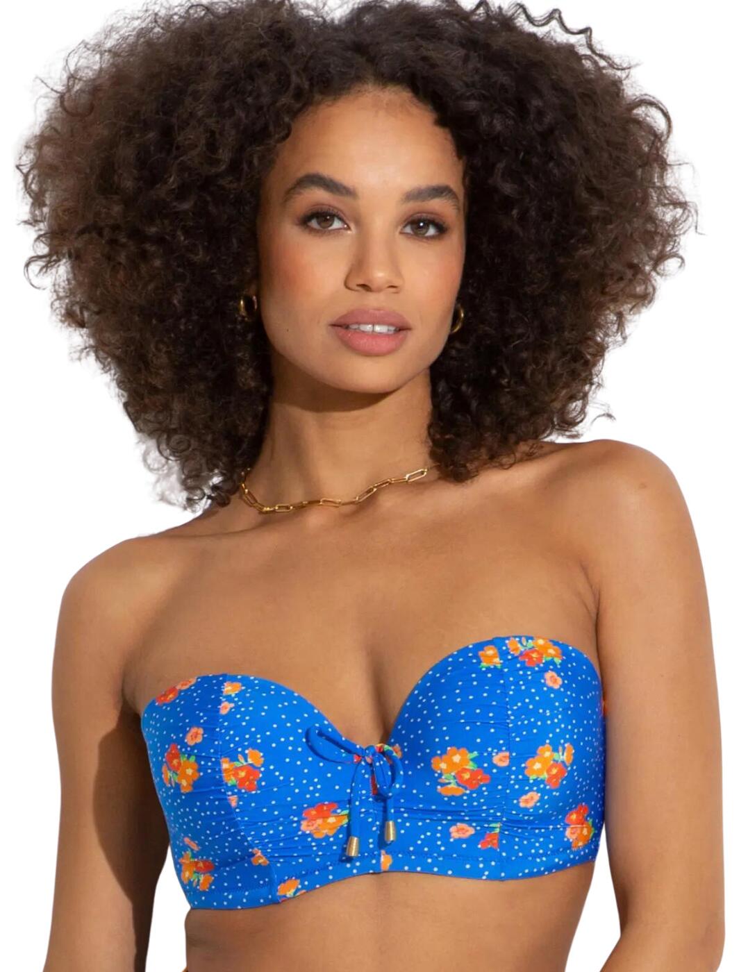 Pour Moi Santa Cruz Padded Bikini Top - Blue Floral - 32E