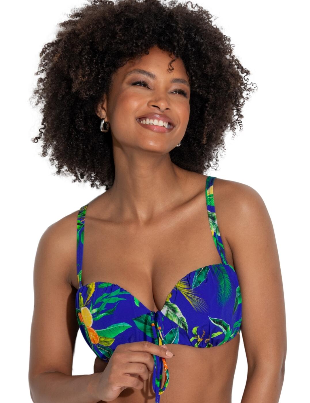 Pour Moi Santa Cruz Strapless Lightly Padded Bikini Top - Blue Tropical - 32C