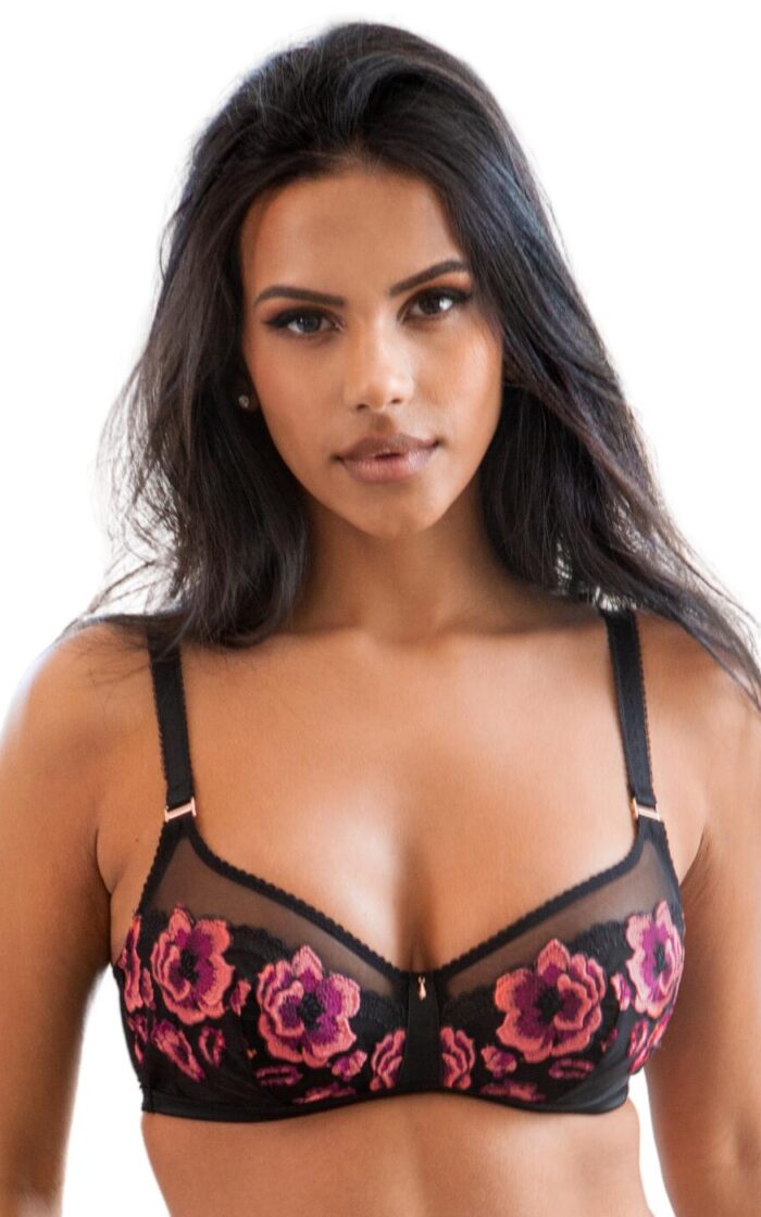Pour Moi Soiree Embroidery Padded Bra - Black/Pink - 32C