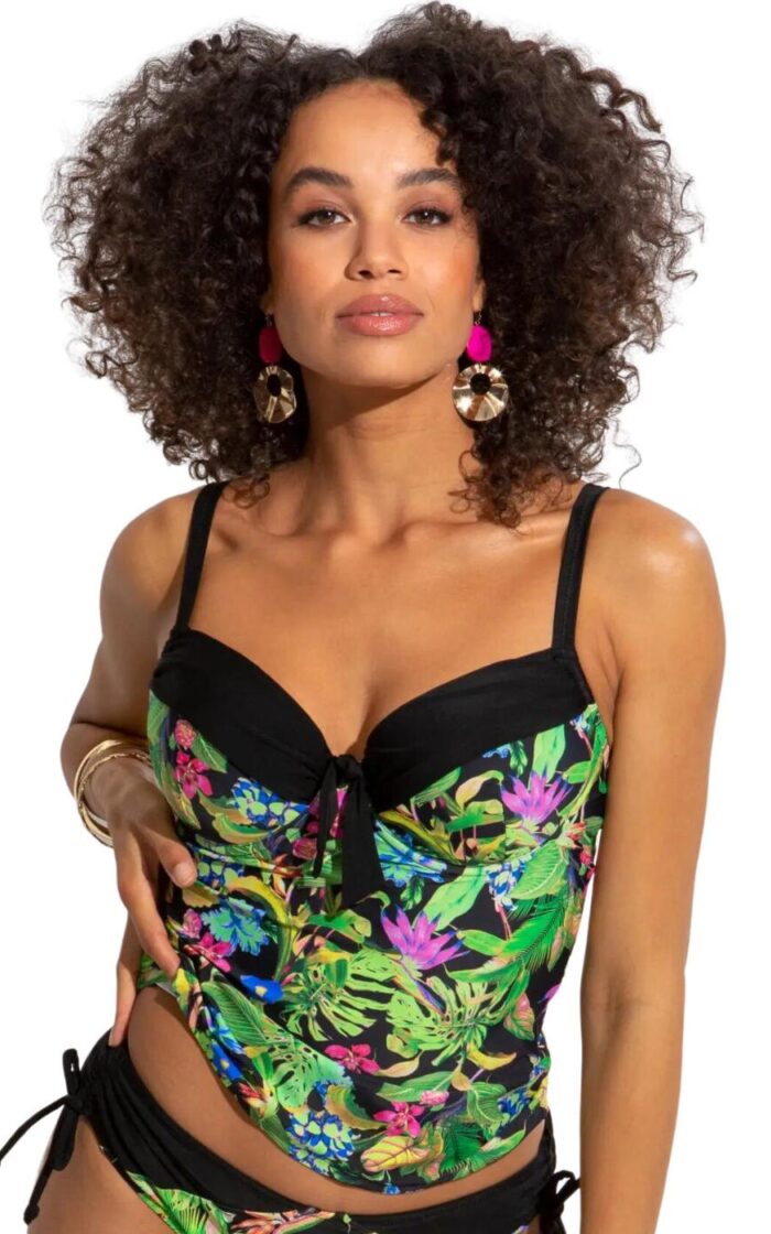 Pour Moi St Lucia Padded Underwired Tankini Top - Tropical - 32FF
