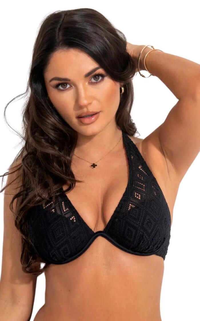 Pour Moi Summer Breeze Halter Bikini Top - Black - 34B