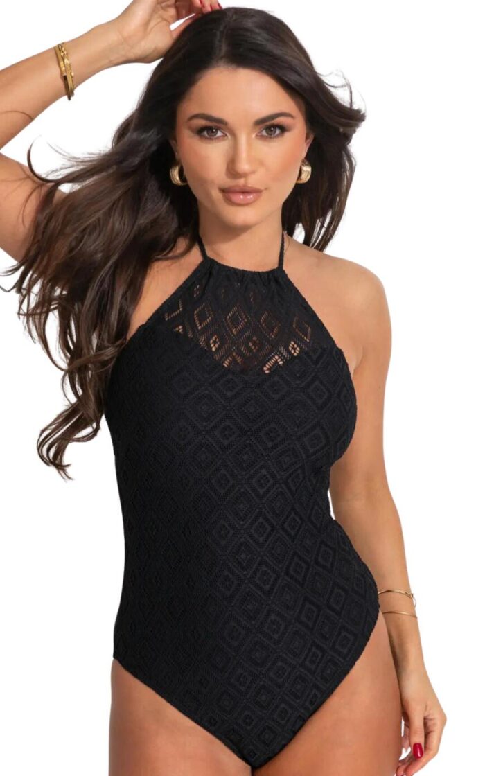 Pour Moi Summer Breeze High-Neck Swimsuit - Black - XS - 8