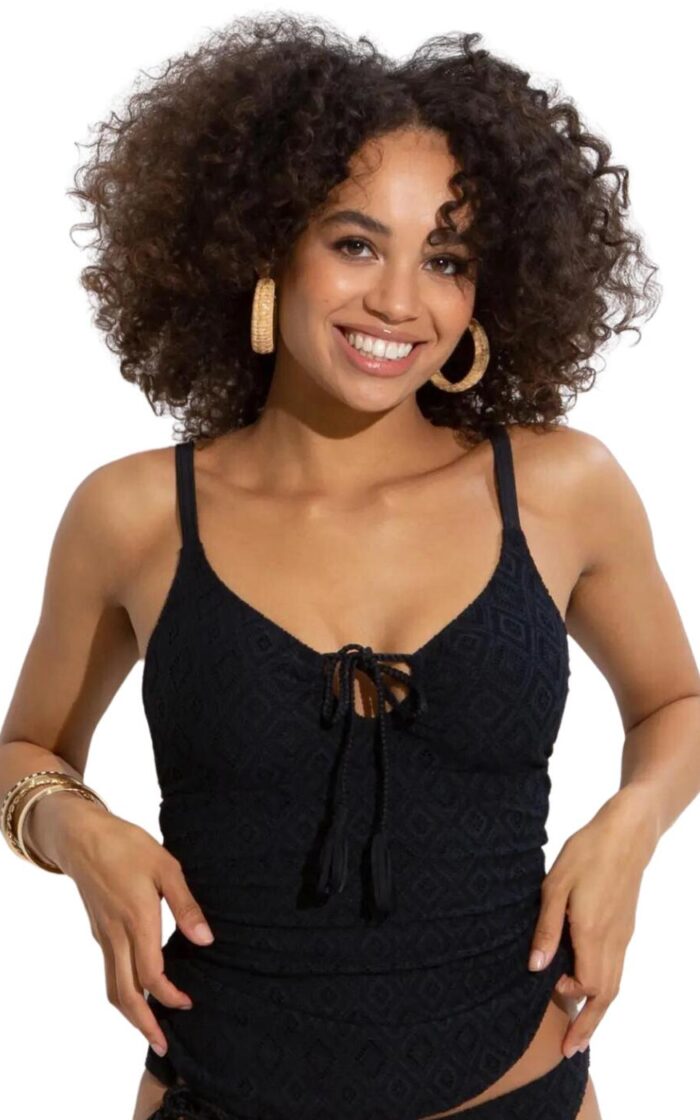 Pour Moi Summer Breeze Tankini Top - Black - 32DD