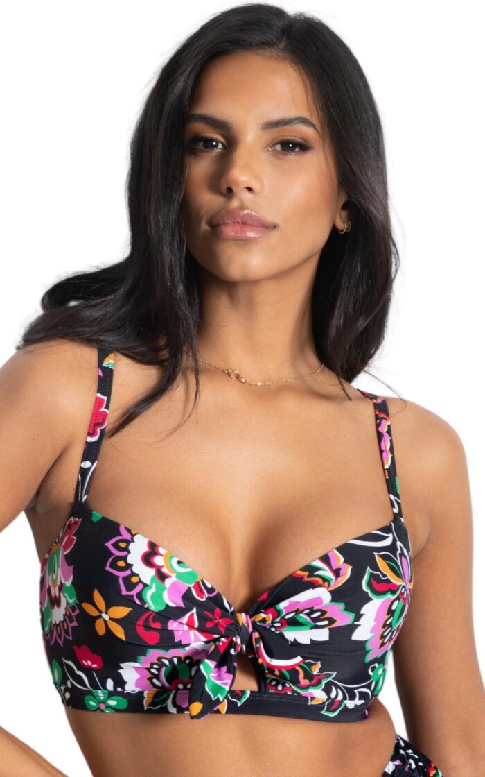 Pour Moi Sunshine Padded Bikini Top - Black Multi - 32B