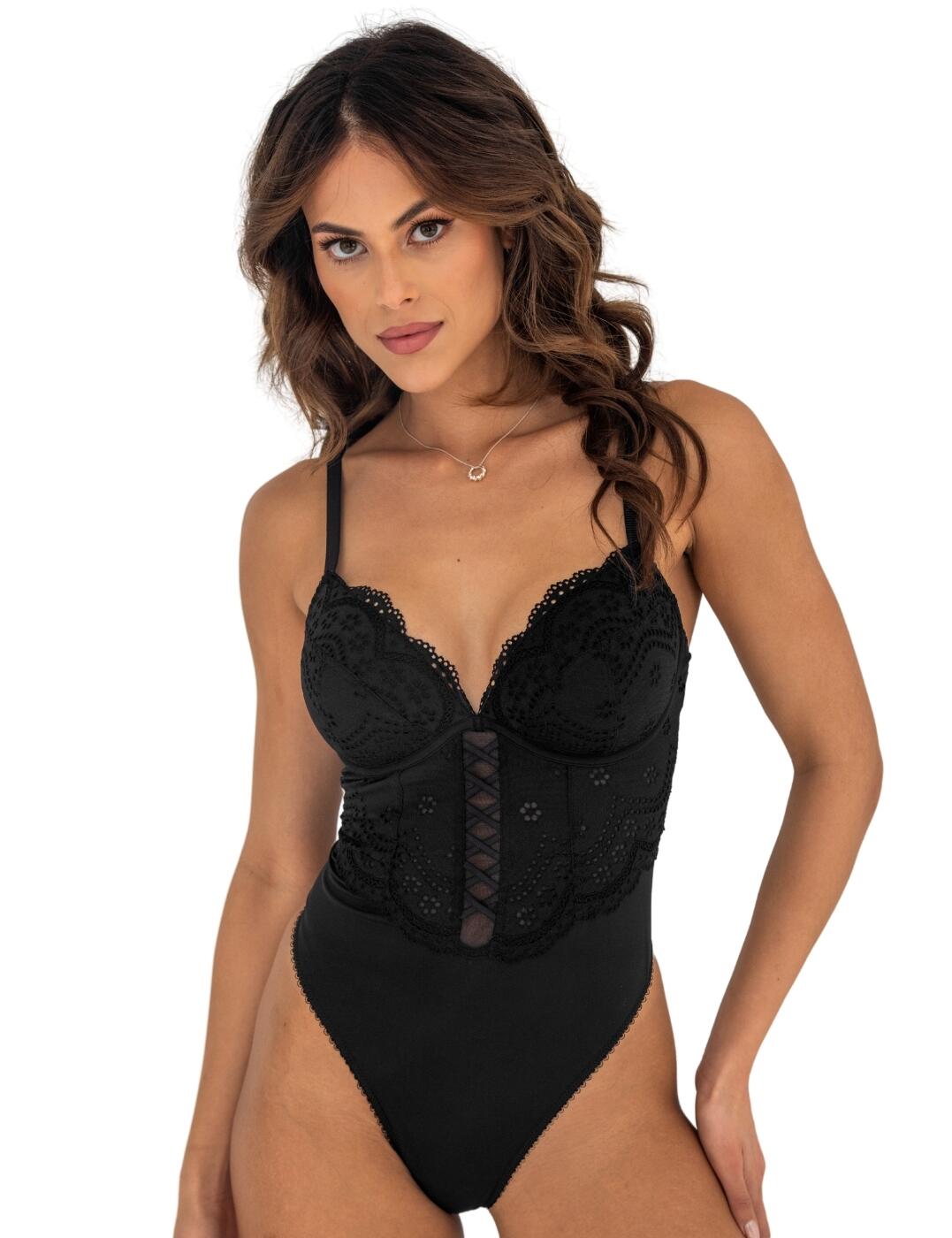 Pour Moi Swoon Plunge Bodysuit - Black - 32B