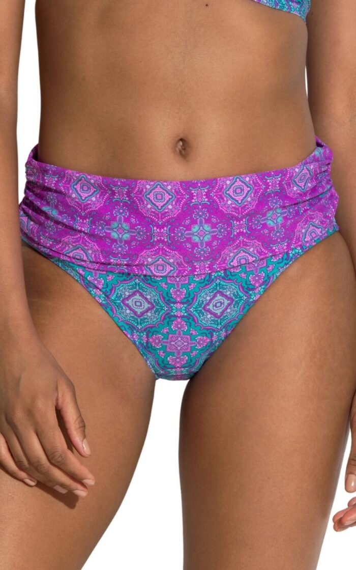 Pour Moi Venice Beach Fold Over Bikini Brief - Aquaburst - S - 10