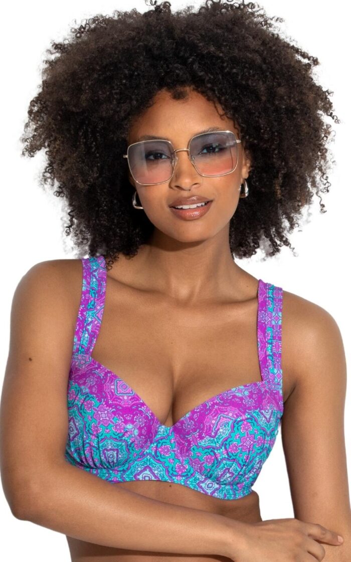 Pour Moi Venice Beach Lightly Padded Bikini Top - Aquaburst - 32C