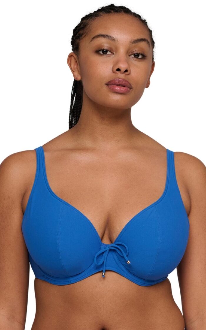 Prima Donna Swim Aswan Padded Plunge Bikini Top - Delphinium Cheer Blue - 32G