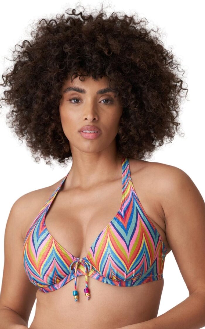 Prima Donna Swim Kea Half Padded Plunge Bikini Top - Rainbow Paradise - 36E