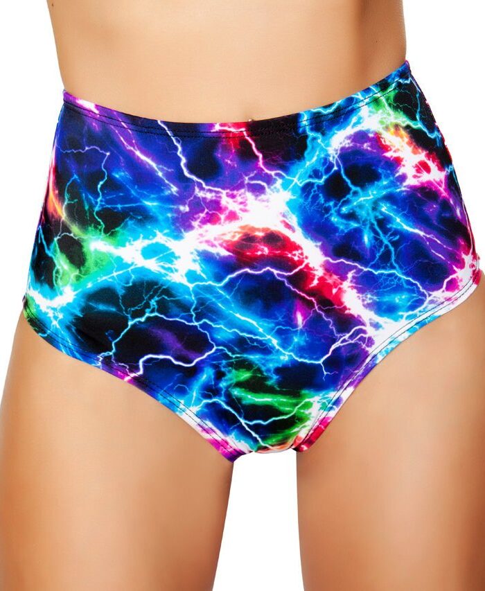 Printed High-Waisted Puckered Shorts - Electric
