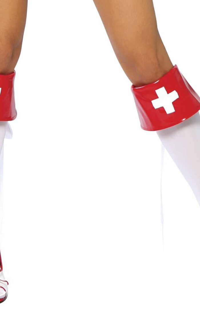 Red and White Nurse Boot Cuffs