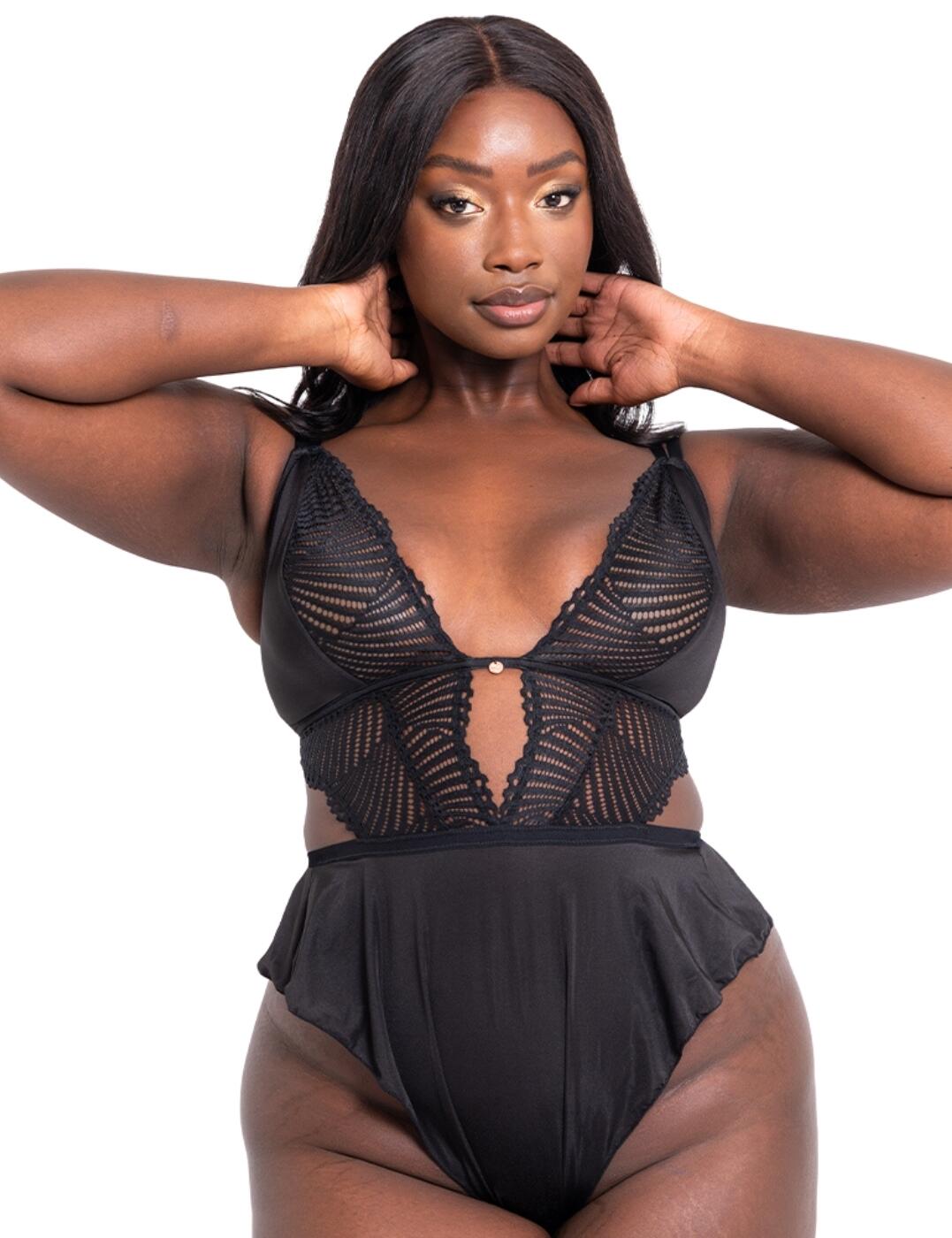 Scantilly by Curvy Kate After Hours Stretch Lace Teddy - Black - S - 10