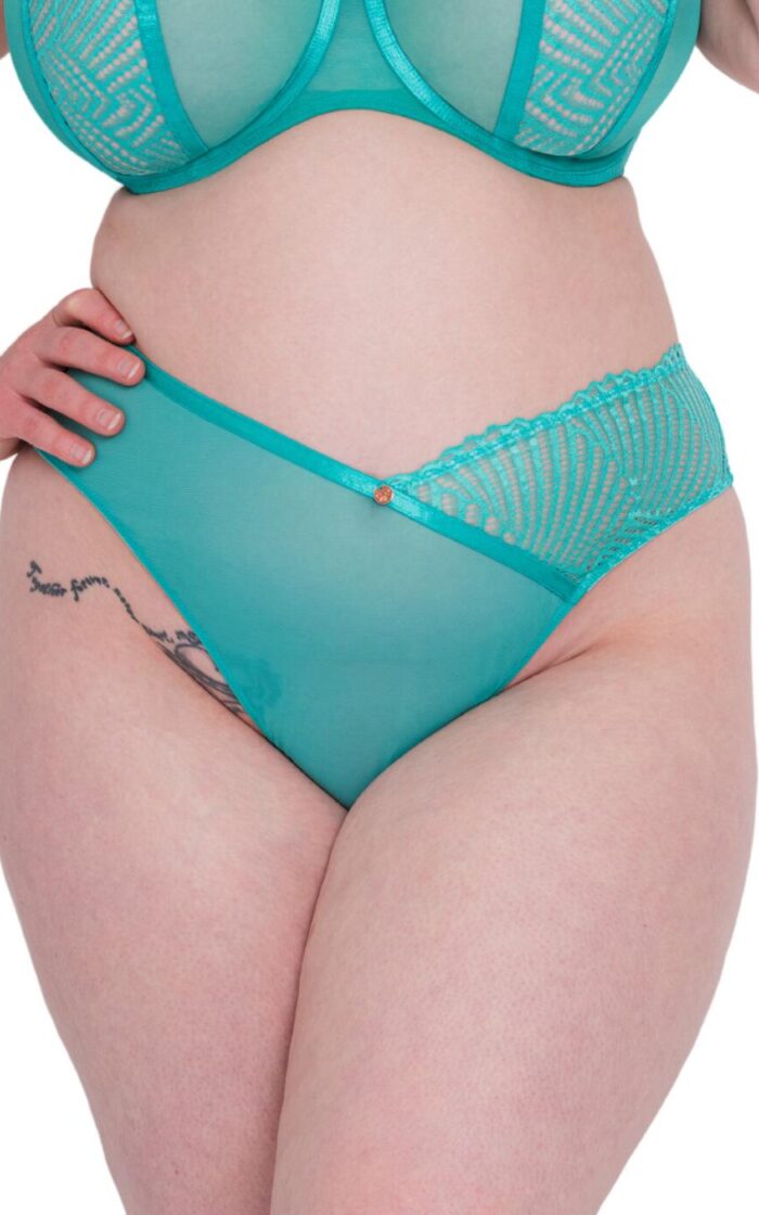 Scantilly by Curvy Kate Authority Thong - Blue Lagoon - S - 10
