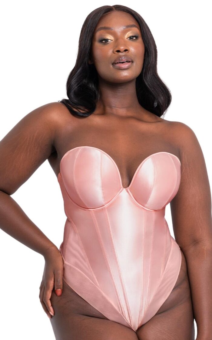 Scantilly by Curvy Kate Classique Plunge Strapless Bodysuit - Powdery Pink - 30G