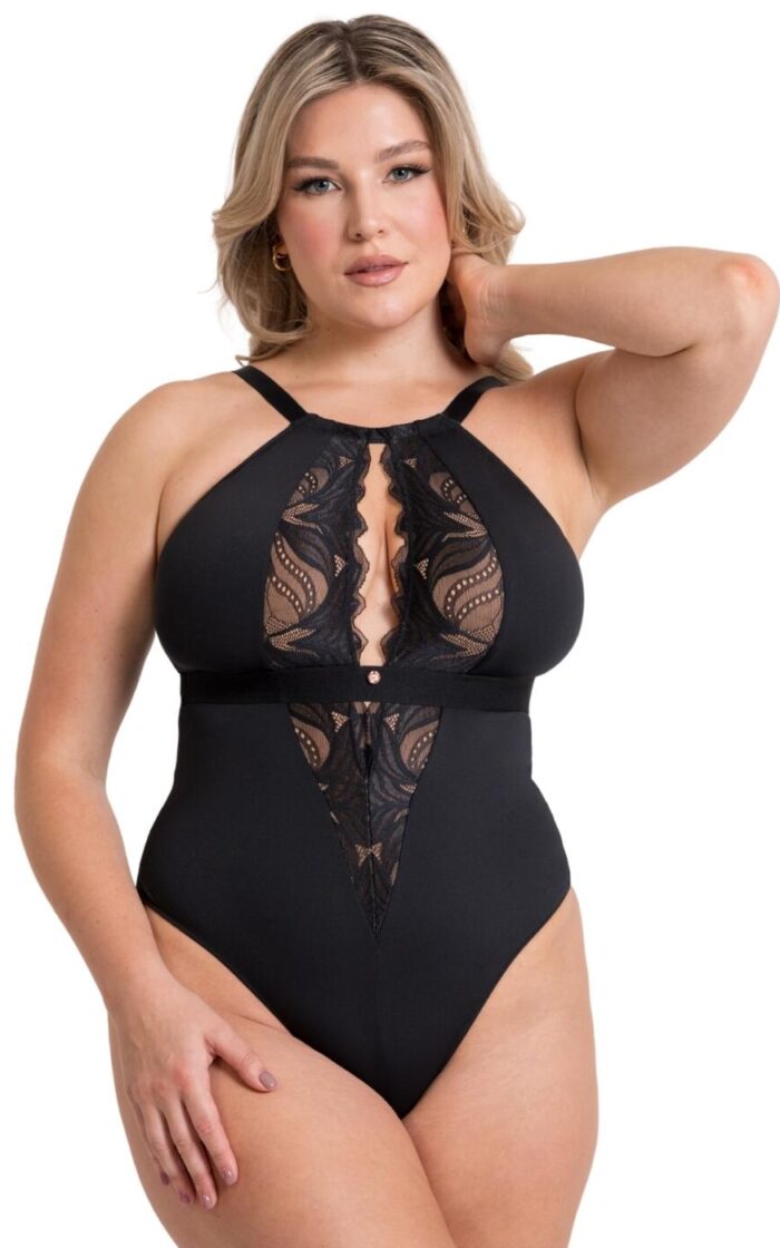 Scantilly by Curvy Kate Indulgence Lacy Body - Black/Latte - S - 10