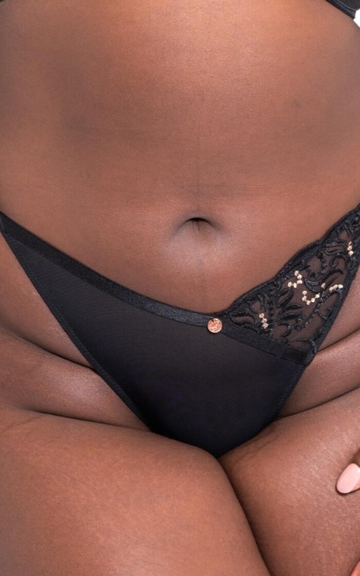 Scantilly by Curvy Kate Ornate Thong - Black - S - 10