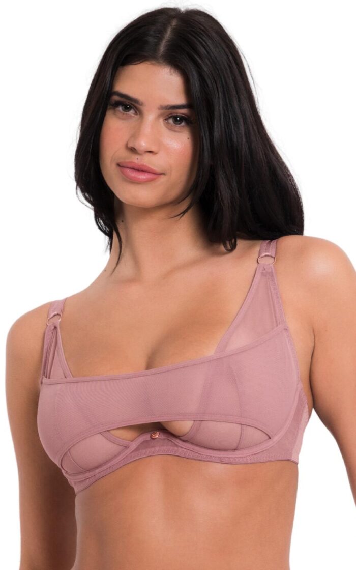 Scantilly by Curvy Kate Peep Show Plunge Bra - Dusty Rose - 32GG