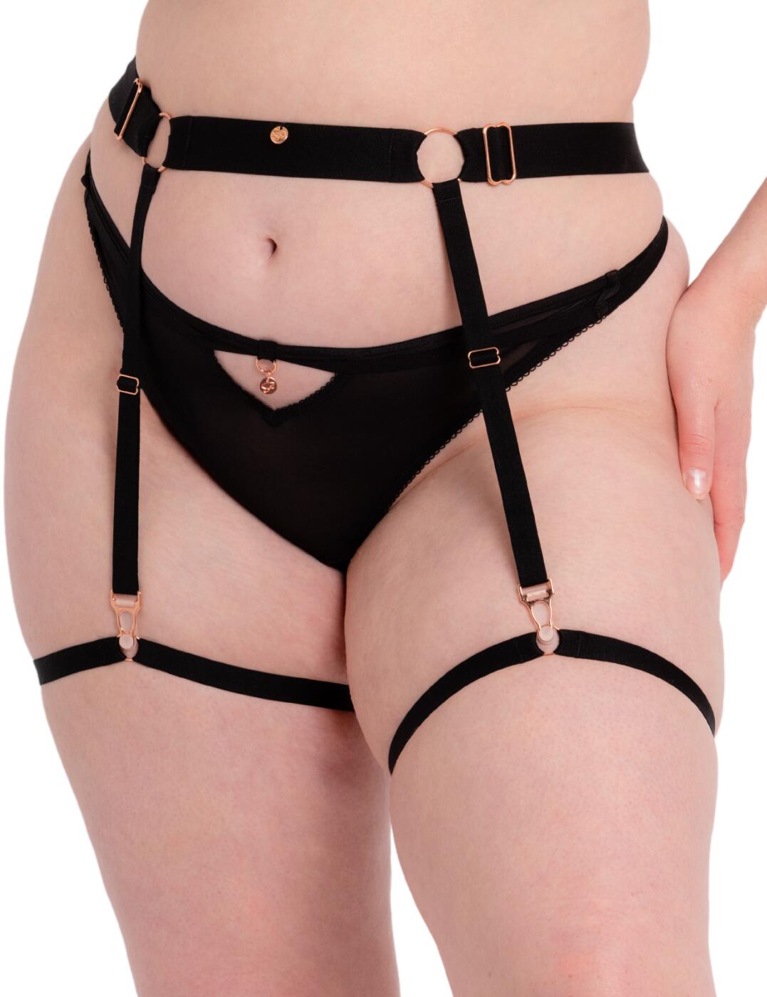 Scantilly by Curvy Kate Rules of Distraction Strap Suspender Belt - Black - One Size