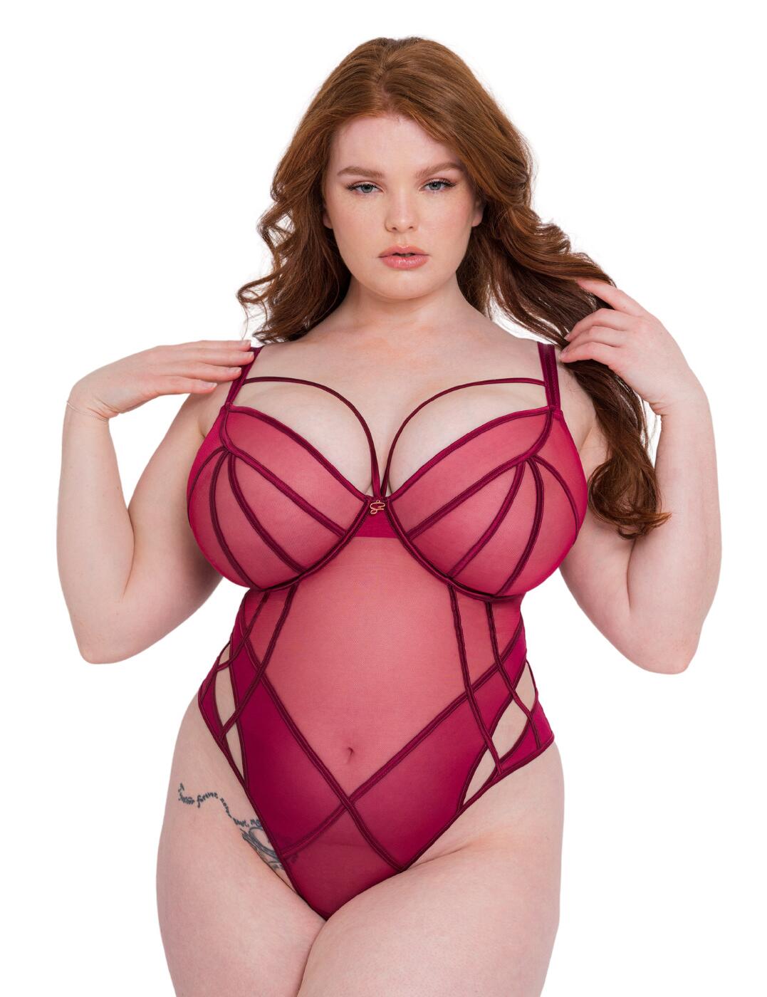 Scantilly by Curvy Kate Senses Plunge Body - Cherry - 34DD