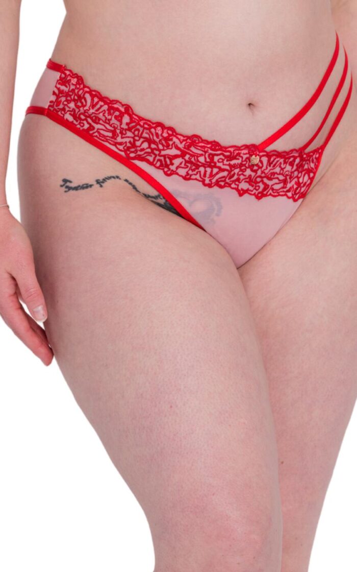 Scantilly by Curvy Kate Tantric Brazilian Brief - Pink/Red - S - 10