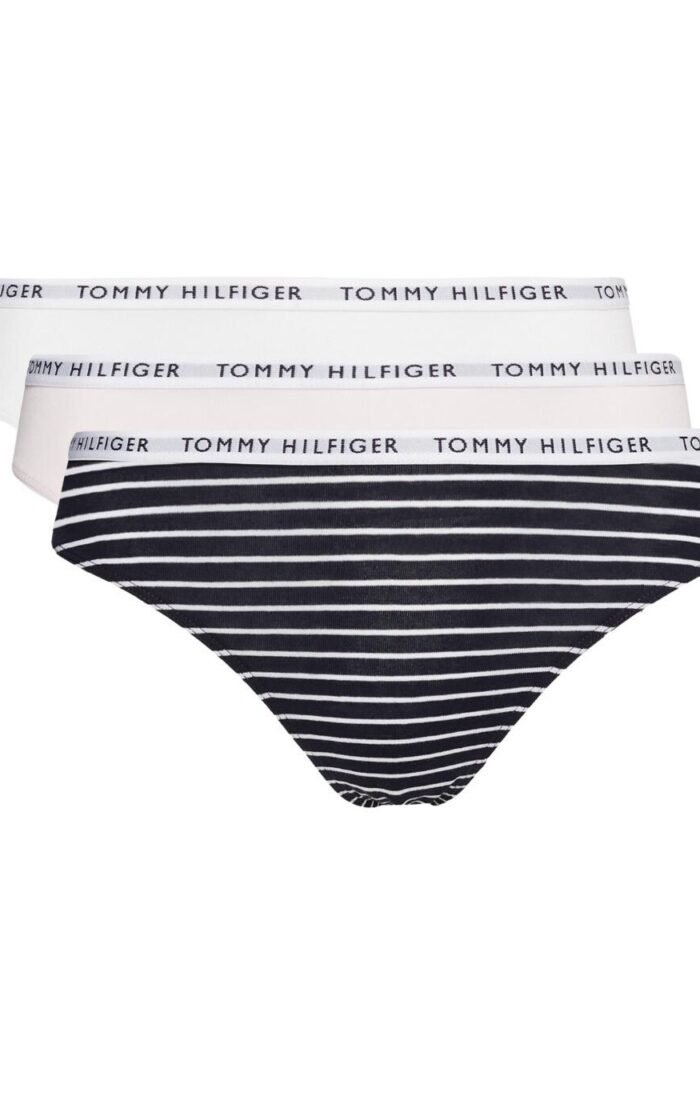 Tommy Hilfiger TH Cotton Stretch Thong 3 Pack - Stripe/White/Light Pink - M - 12