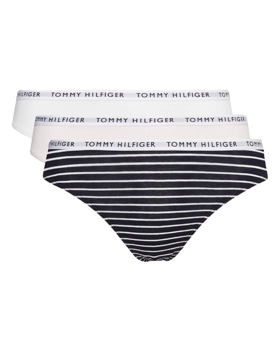 Tommy Hilfiger TH Cotton Stretch Thong 3 Pack - Stripe/White/Light Pink - M - 12