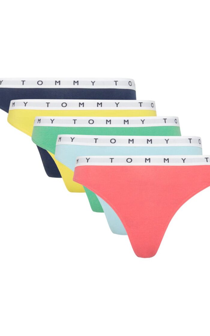 Tommy Hilfiger TH Cotton Stretch Thong 5 Pack - Black/Yellow/Green/Blue/Pink - XL - 16