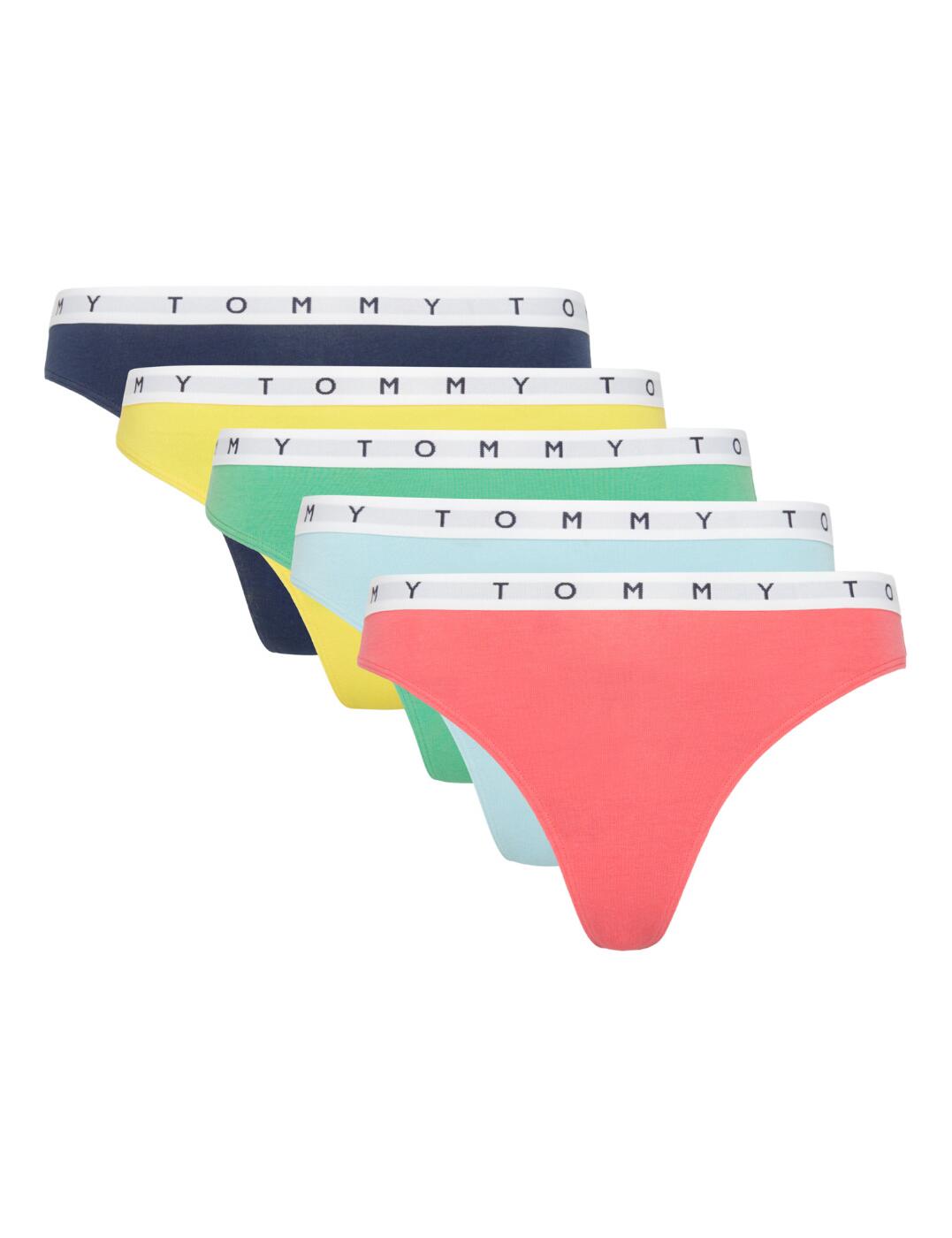 Tommy Hilfiger TH Cotton Stretch Thong 5 Pack - Black/Yellow/Green/Blue/Pink - XL - 16