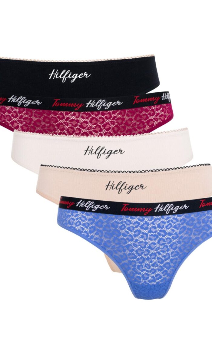 Tommy Hilfiger TH Floral Lace Thong Holiday 5 Pack - Misty/Iris/White/Wine/Desert Sky