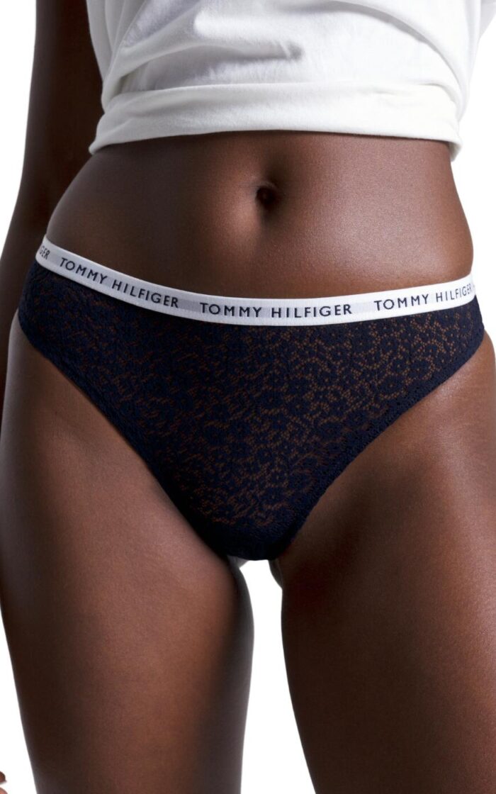 Tommy Hilfiger TH Lace Thong 3 Pack - Desert Sky/White/Rouge - L - 14