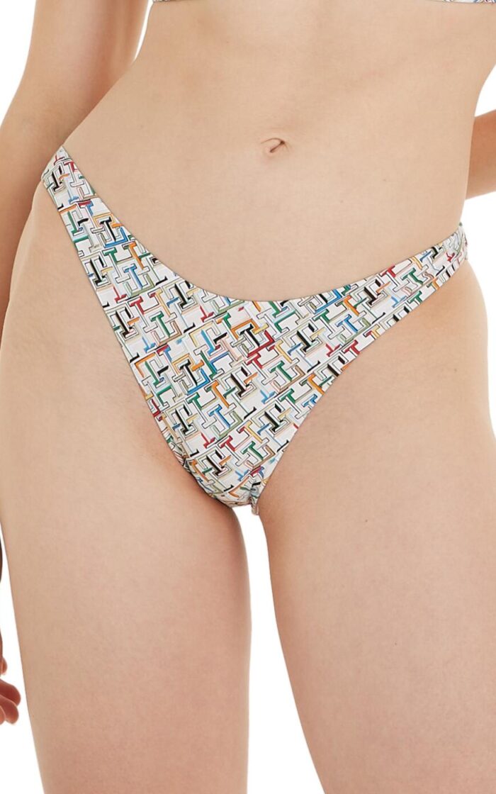 Tommy Hilfiger TH Monogram Cheeky High Leg Bikini Brief - TH Multi Monogram Calico - XL - 16