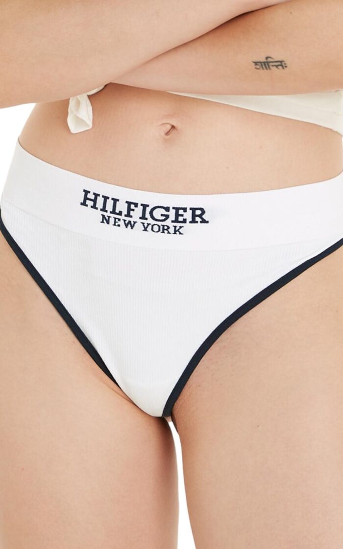 Tommy Hilfiger TH Monotype Contrast Piping Thong - White - XL - 16