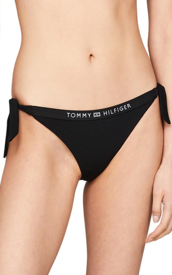 Tommy Hilfiger TH Tonal Logo Tie Side Bikini Brief - Black - XL - 16