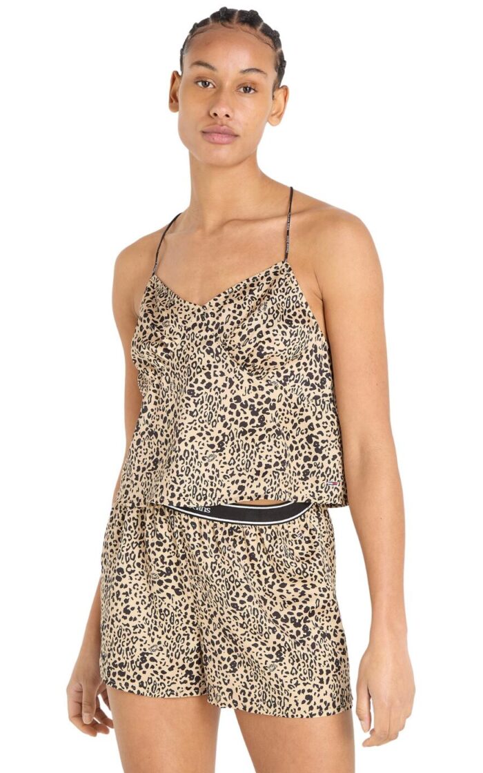 Tommy Hilfiger TJ Essentials Satin Cami And Short Set - Tj Leopard AOP - XS - 8