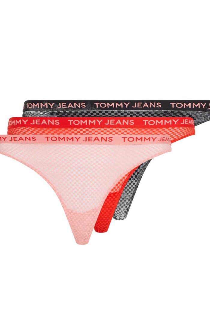 Tommy Hilfiger TJ Lace Thong 3 Pack - Black/Hot Heat/Tickled Pink - L - 14